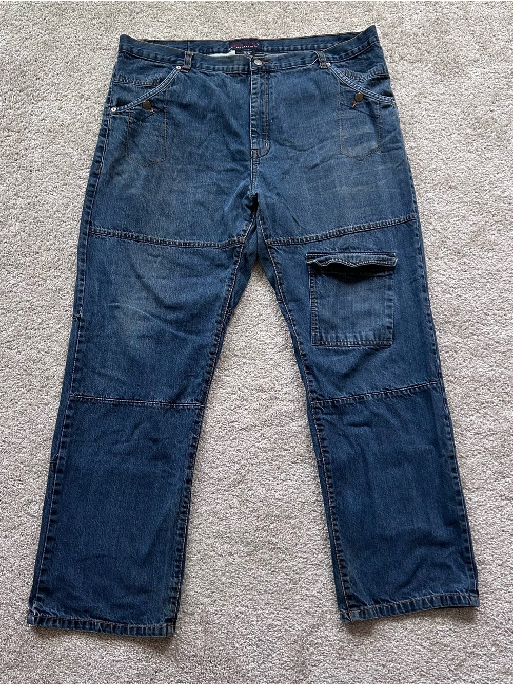 Red Ape Authentic Cargo Carpenter Jeans | Men's 40x32 | Dark Wash Y2K Baggy